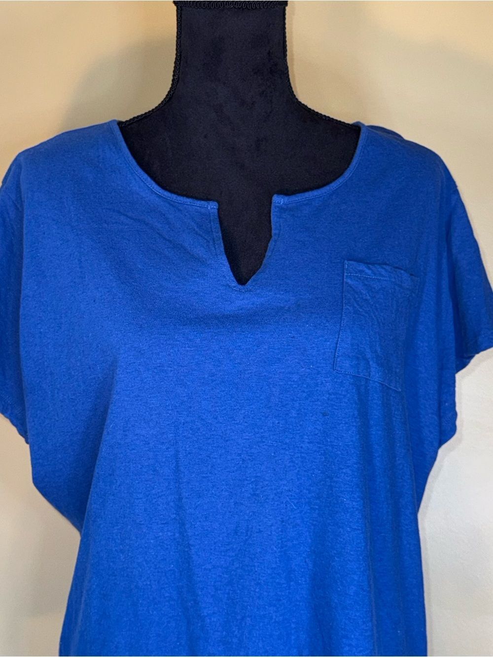 Caribbean Joe Women’s Short Sleeve Cotton Linen Blend Tee Size 2XL Royal Blue - Picture 2 of 9